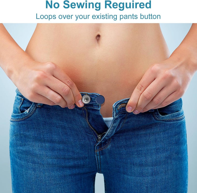 KUNTAERY 8PCS Button Extenders for Jeans, Pants Waistband Expanders, Instant Waist Extender Buttons for Women and Men, No Sew Jeans Waist Extension 1-1.4 Inches - Image 5